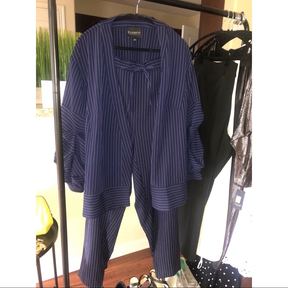 Eloquii Navy Pinstripe Suit; Sz 18